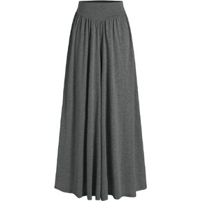 CIDER Solid Jersey High Waist Ruffle Wide Leg Trousers