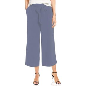 iChunhua Crop Wide Leg Pants for Women Business Casual Capris Dress Bottoms Dressy for Work with Belt Pockets