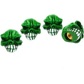 Lunsom Skull Wheel Valve Stem Caps, Tyre Valve Dust Rim Cap Bone Shape Stem Covers Pressure Accessories Suitable for Car SUV Bike Motorcycle Truck (4PCS Black)