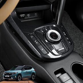 YOUTOOCAR Carbon Fiber Style Automatic Transmission Car Gear Shift Panel Cover Interior Trim Compatible with Kia Seltos 2019-2022 2023 2024 Accessories(A)