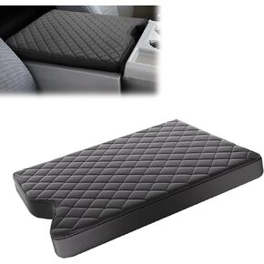 1 PC Car Armrest Protection Pad, 15.3" x 12.6" x 2.6" Jumping Chair Checkered Leather Center Console Cover, Scratch-Resistant Elastic Band Edge, for Ford F150, F250, F350, F450, F550 (Beige)