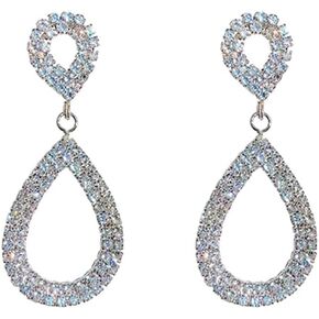 Gold Rhinestone Teardrop Dangle Earrings for Women Teen Girls,Silver Dainty Bling Sparkling Crystal Drop Earrings,Wedding Engagement Prom Earrings