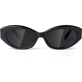 SORVINO Retro Oval Sunglasses for Women Men Narrow Skinny Sunnies Black Shades