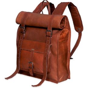 حقيبة ظهر جلدية كلاسيكية مصنوعة يدويًا من cuero للرجال للتخييم والسفر حقيبة ظهر مصنوعة من جلد الماعز الأصلي والحبوب الكاملة حقيبة ظهر للكمبيوتر المحمول للرجال والنساء حقيبة ظهر باللون البني in Kuwait