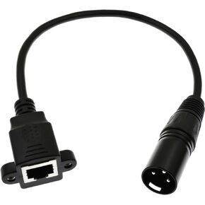 XLR 3-Pin Male to RJ45 Female Adapter Cable - XLR Male to RJ45 Ethernet Connector, CAT5 Extension for DMX-CON Controller Series 1.1Ft