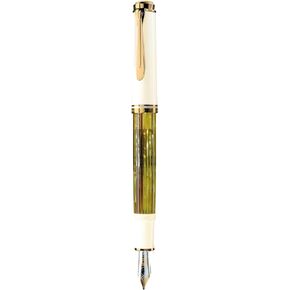 Pelican M400 Fountain Pen, M, Medium Point, White Tortoise Souverane