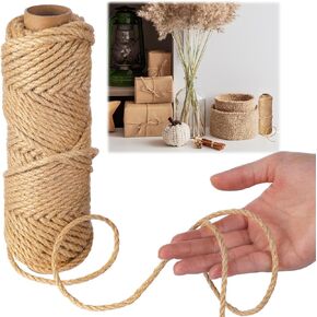 Nautical Rope Jute Twine Thick Twisted Natural Hemp Rope for Crafts Porch Swing Rope Gift Wrapping Tug of War Rope Hemp Jute Rope for Decor Railing Docks Landscaping(100 Feet, 0.16 Inch)