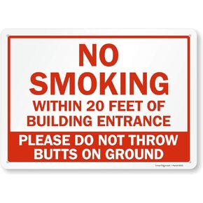 "No Smoking Within 20 Feet Of Building Entrance" Sign By SmartSign | 10" x 14" Plastic