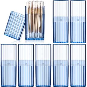 Dandat 8 Pcs Project Storage Case Portable Creative Storage Box Dental Toothpick Holder Floss Qtip Travel Case Transparent Flosser Dispenser Container for Teeth Cleaning Cotton Swab (Blue)