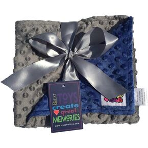 Minky Reverse Baby Blanket, Blue/Grey