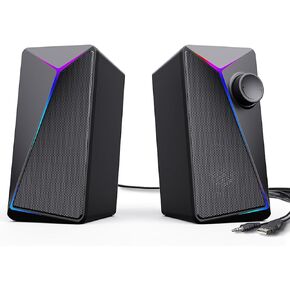 ROSON Computer Speakers, PC Speakers with Enhanced Bass and Volume Control, Stereo 2.0 Gaming Speakers, USB Powered 3.5mm Aux Cable Multimedia Speakers for Laptop/Desktop/Tablets/Phone