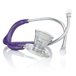 MDF Instruments ProCardial Cardiology Stethoscope, Lightweight Titanium, Adult, Dual Head, Purple Tube, Silver Chestpiece-Headset, MDF797T08