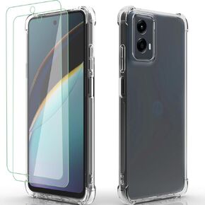 for Moto G 5G 2024 Case: Clear with 2pcs Screen Protector Reinforced Corners TPU Shock-Absorption Flexible for Motorola Moto G 5G 2024 Phone Case-Clear