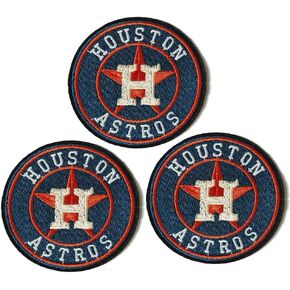 Astros Patch Iron On Sew On Embroidered Circle Patches for Jacket Shirts Jeans Backpack Sewing Decorating DIY Craft 3IN