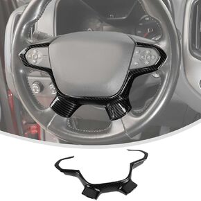 حافة عجلة القيادة Linskip متوافقة مع ملحقات Chevy Colorado 2014-2022 و2018-2023 شيفروليه ترافيرس، غطاء عجلة القيادة لملحقات كولورادو الداخلية (ألياف الكربون الأسود)