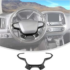 Linskip Steering Wheel Trim Compatible with Chevy Colorado 2014-2022 & 2018-2023 Chevrolet Traverse Accessories, Steering Wheel Cover for Colorado Interior Accessories(Carbon Fiber Black)