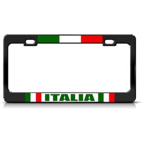 Speedy Pros Metal License Plate Frame Italian Flag Italia Country Car Accessories Black 2 Holes
