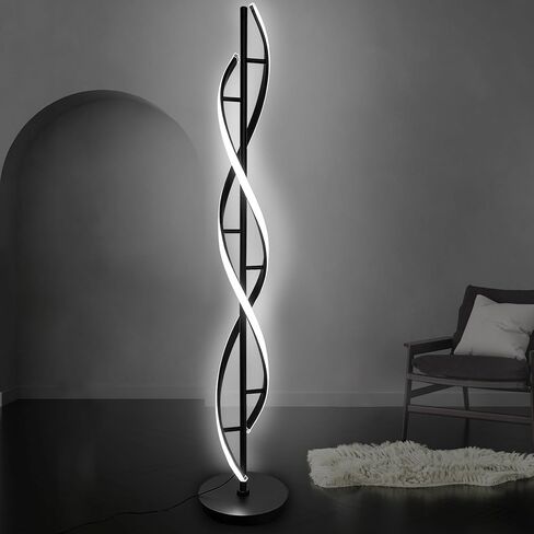 Spiral Floor Lamp 53 inch, with Remote Control Three Color Dimmable Standing Lamps, Modern Creative Pole Lamp, 36W Floor Lamps for Living Room, Bedroom, Office, Study Light（Black） in Saudi Arabia