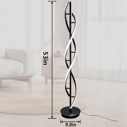 Spiral Floor Lamp 53 inch, with Remote Control Three Color Dimmable Standing Lamps, Modern Creative Pole Lamp, 36W Floor Lamps for Living Room, Bedroom, Office, Study Light（Black） in Saudi Arabia