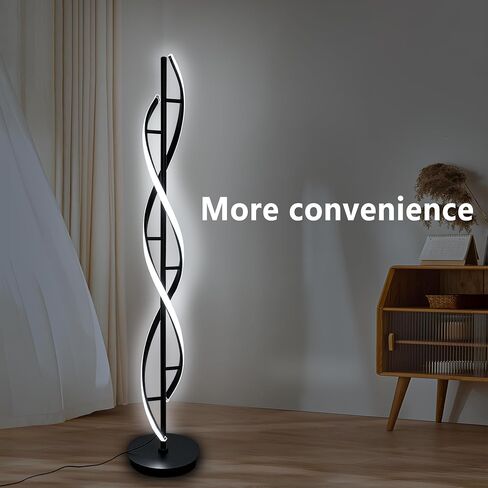 Spiral Floor Lamp 53 inch, with Remote Control Three Color Dimmable Standing Lamps, Modern Creative Pole Lamp, 36W Floor Lamps for Living Room, Bedroom, Office, Study Light（Black） in Saudi Arabia