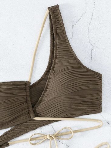 SHENHE Women's 2 Piece Bathing Suit One Shoulder Criss Cross Tie Side Bikini Set in Saudi Arabia
