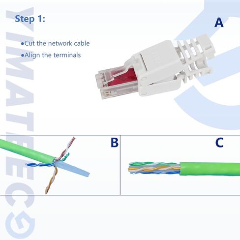 RJ45 Cat8 Connectors Tool-Free Reusable Shielded Ethernet Termination Plugs for 23AWG SFTP UTP Cable, 40Gbps 2000Mhz Easy Internet Plug, Fast Field Installation (Zinc-Alloy, Cat8, 2pcs, Orange) in Saudi Arabia