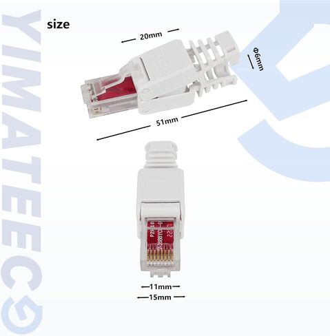 RJ45 Cat8 Connectors Tool-Free Reusable Shielded Ethernet Termination Plugs for 23AWG SFTP UTP Cable, 40Gbps 2000Mhz Easy Internet Plug, Fast Field Installation (Zinc-Alloy, Cat8, 2pcs, Orange) in Saudi Arabia