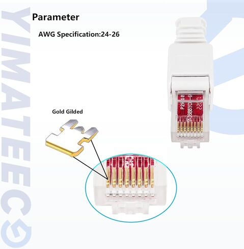RJ45 Cat8 Connectors Tool-Free Reusable Shielded Ethernet Termination Plugs for 23AWG SFTP UTP Cable, 40Gbps 2000Mhz Easy Internet Plug, Fast Field Installation (Zinc-Alloy, Cat8, 2pcs, Orange) in Saudi Arabia
