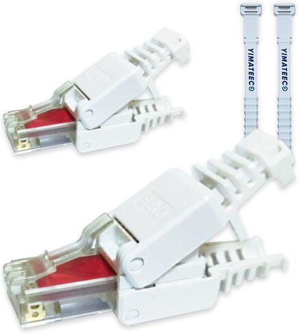 RJ45 Cat8 Connectors Tool-Free Reusable Shielded Ethernet Termination Plugs for 23AWG SFTP UTP Cable, 40Gbps 2000Mhz Easy Internet Plug, Fast Field Installation (Zinc-Alloy, Cat8, 2pcs, Orange) in Saudi Arabia