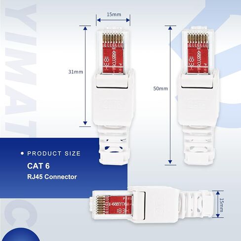 RJ45 Cat8 Connectors Tool-Free Reusable Shielded Ethernet Termination Plugs for 23AWG SFTP UTP Cable, 40Gbps 2000Mhz Easy Internet Plug, Fast Field Installation (Zinc-Alloy, Cat8, 2pcs, Orange) in Saudi Arabia