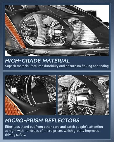 Nilight Headlight Assembly Compatible with 2010 2011 2012 Nissan Altima 4 Door Sedan Replacement Headlamp Chrome Housing Amber Reflector Driver and Passenger Side, 2 Years Warranty in Saudi Arabia
