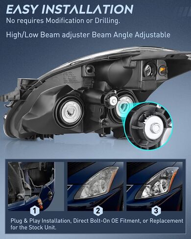 Nilight Headlight Assembly Compatible with 2010 2011 2012 Nissan Altima 4 Door Sedan Replacement Headlamp Chrome Housing Amber Reflector Driver and Passenger Side, 2 Years Warranty in Saudi Arabia