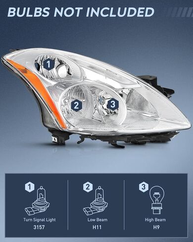 Nilight Headlight Assembly Compatible with 2010 2011 2012 Nissan Altima 4 Door Sedan Replacement Headlamp Chrome Housing Amber Reflector Driver and Passenger Side, 2 Years Warranty in Saudi Arabia