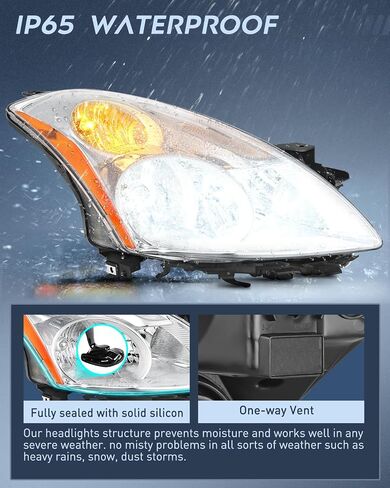 Nilight Headlight Assembly Compatible with 2010 2011 2012 Nissan Altima 4 Door Sedan Replacement Headlamp Chrome Housing Amber Reflector Driver and Passenger Side, 2 Years Warranty in Saudi Arabia