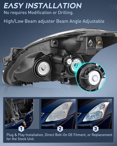 Nilight Headlight Assembly Compatible with 2010 2011 2012 Nissan Altima 4 Door Sedan Replacement Headlamp Chrome Housing Amber Reflector Driver and Passenger Side, 2 Years Warranty in Saudi Arabia
