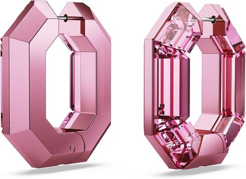 Swarovski Lucent Small Hoop Earrings, Pink Octagon-Shaped Crystals, Part of the Swarovski Lucent Collection in Saudi Arabia