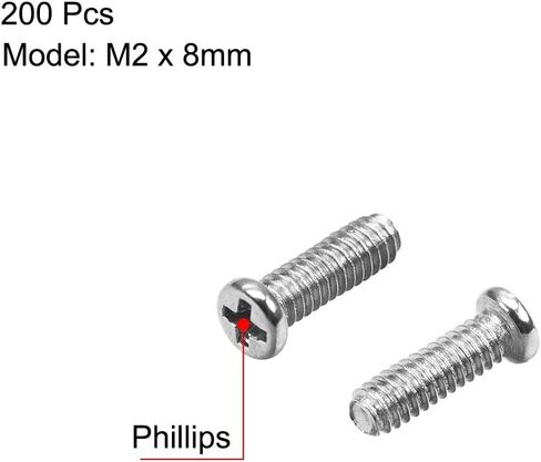 uxcell M2x7mm Phillips Screw Fastener Black 2.8mm Dia Screw Head for Laptop PC TV Fan Switch 200pcs in Saudi Arabia