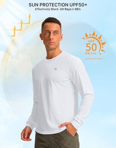 قمصان جيرسي للشمس لركوب الدراجات الجبلية للرجال بعامل حماية من الأشعة فوق البنفسجية 50+ وأكمام طويلة للحماية من الشمس وجيب بسحاب أثناء ركوب الدراجات والمشي لمسافات طويلة in Kuwait