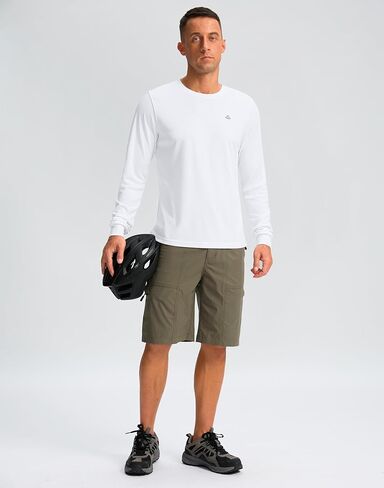 قمصان جيرسي للشمس لركوب الدراجات الجبلية للرجال بعامل حماية من الأشعة فوق البنفسجية 50+ وأكمام طويلة للحماية من الشمس وجيب بسحاب أثناء ركوب الدراجات والمشي لمسافات طويلة in Kuwait