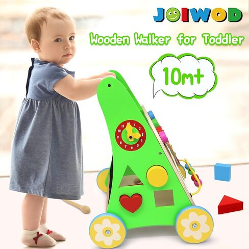 Wooden Baby Walker with Wheels Push Walker for Baby Boys and Girls 10-12 Months Multiple Activity Center for 1 Year Old in Saudi Arabia