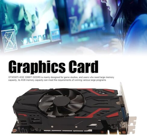 بطاقة رسومات Yunseity Gaming، GTX550Ti 4GB 128 Bit GDDR5 DVI SLI بطاقة رسومات الكمبيوتر، PCIe 2.0 PC بطاقة فيديو للألعاب مع شاشة ثلاثية الأبعاد in Kuwait