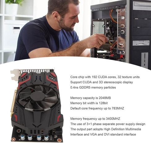 بطاقة رسومات Yunseity Gaming، GTX550Ti 4GB 128 Bit GDDR5 DVI SLI بطاقة رسومات الكمبيوتر، PCIe 2.0 PC بطاقة فيديو للألعاب مع شاشة ثلاثية الأبعاد in Kuwait