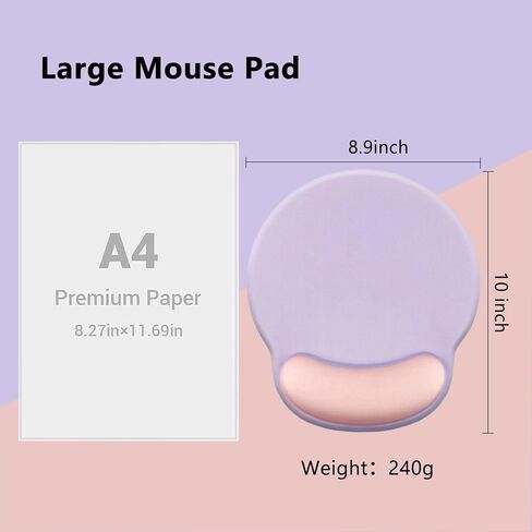 Mouse Pad 2 Pack with Gel Wrist Support,Ergonomic Mouse Pad with Wrist Rest,Non-Slip Rubber Base Gaming Mice Pad for Home Office Computer Laptop,10 x 8.9 inch in Saudi Arabia
