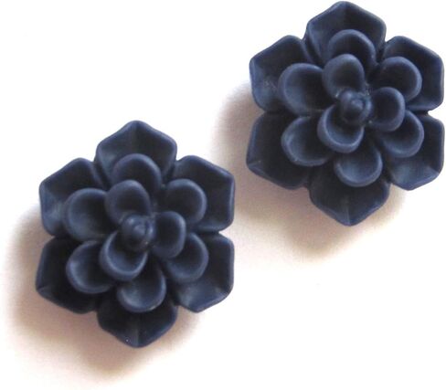 Titanium Succulent Earrings Hypoallergenic Cadmium & Nickel Free Posts - 3D Plastic 13mm Handmade Stud Earrings for Sensitive Ears (Matte Aqua Blue) in Saudi Arabia