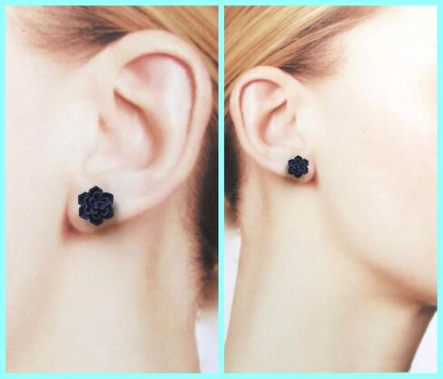 Titanium Succulent Earrings Hypoallergenic Cadmium & Nickel Free Posts - 3D Plastic 13mm Handmade Stud Earrings for Sensitive Ears (Matte Aqua Blue) in Saudi Arabia