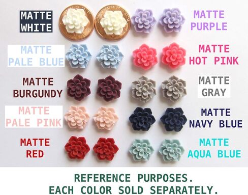 Titanium Succulent Earrings Hypoallergenic Cadmium & Nickel Free Posts - 3D Plastic 13mm Handmade Stud Earrings for Sensitive Ears (Matte Aqua Blue) in Saudi Arabia
