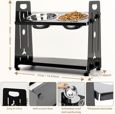 أوعية مرتفعة للكلاب، ارتفاع وإمالة قابلة للتعديل، أوعية طعام مرتفعة للكلاب والحيوانات الأليفة المتوسطة والصغيرة، وحدة تغذية متينة للكلاب من الفولاذ مع وعاءين من الفولاذ المقاوم للصدأ in Kuwait