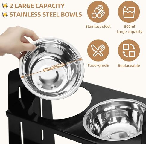 أوعية مرتفعة للكلاب، ارتفاع وإمالة قابلة للتعديل، أوعية طعام مرتفعة للكلاب والحيوانات الأليفة المتوسطة والصغيرة، وحدة تغذية متينة للكلاب من الفولاذ مع وعاءين من الفولاذ المقاوم للصدأ in Kuwait