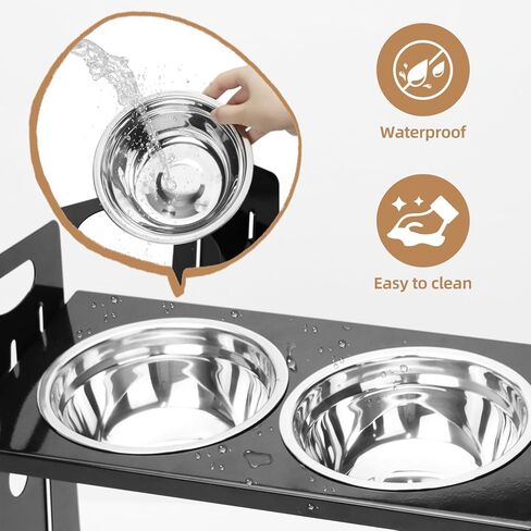 أوعية مرتفعة للكلاب، ارتفاع وإمالة قابلة للتعديل، أوعية طعام مرتفعة للكلاب والحيوانات الأليفة المتوسطة والصغيرة، وحدة تغذية متينة للكلاب من الفولاذ مع وعاءين من الفولاذ المقاوم للصدأ in Kuwait