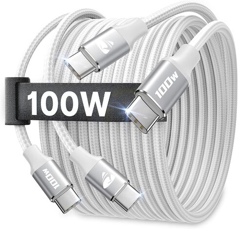 USB C to USB C Cable 100W [6.6ft/2 Pack] USBC to USBC Fast Charging Cable Braided USB C to C Charger Cord for iPhone 15 Pro Max Plus, MacBook Pro/Air, iPad Pro,Samsung Galaxy S24 Ultra S23,Pixel in Kuwait